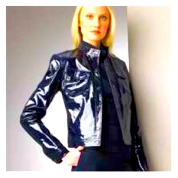 Ralph Lauren Midnight Blue Patent Leather Calfskin Moto Jacket - Picture 5 of 16
